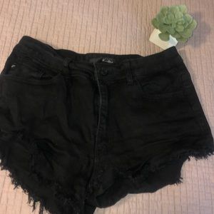 Kan Can Black Distressed Denim Jean Shorts (11)
